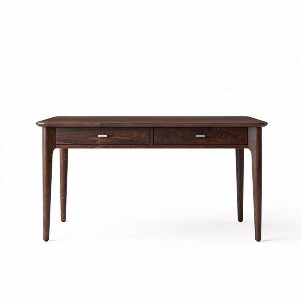 Wooden desk with two drawers in walnut color 120 x 60 x 75cm