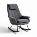 Rocking chair with gray fabric upholstery and wood base 70 x 70 x 100cm
