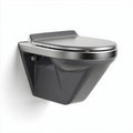 Wall-mounted toilet in modern gray finish with stainless steel trim 37 x 55 x 36cm