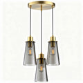Three-light pendant lamp with glass shades in gold finish 30 x 30 x 100cm