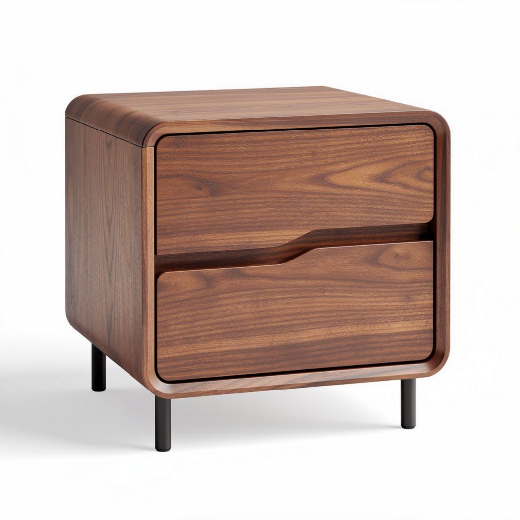 Wooden nightstand with two drawers walnut finish 40 x 40 x 45cm