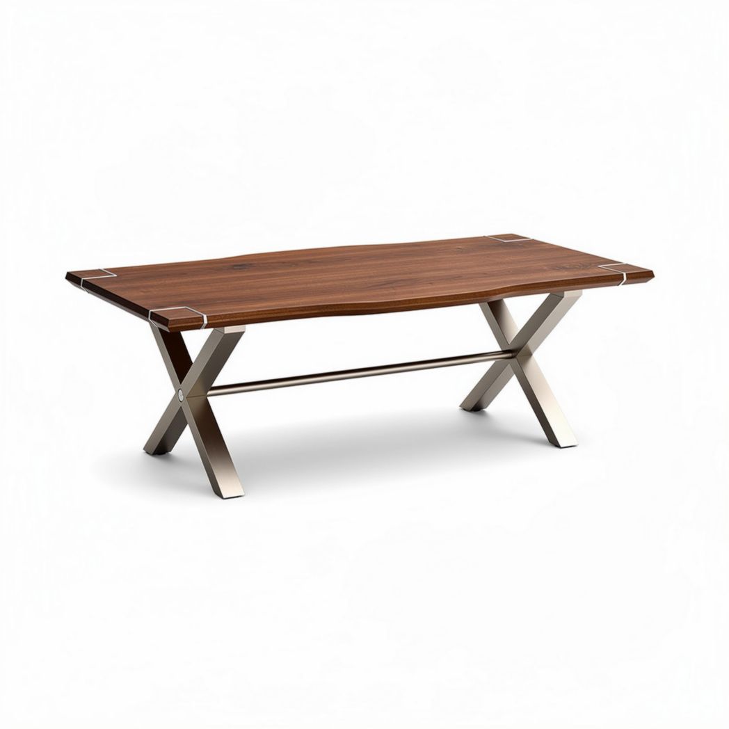 Wooden coffee table with stainless steel legs 120 x 80 x 75cm