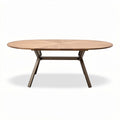 Round dining table made of wood with metal legs 200 x 100 x 75cm