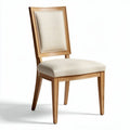 Wooden dining chair with beige upholstered seat and back 45 x 45 x 90cm