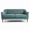 Mid-century modern teal fabric sofa with wooden legs 180 x 80 x 75cm